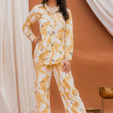 Mustard Top and Bottom Mirror Work Co-ord Set